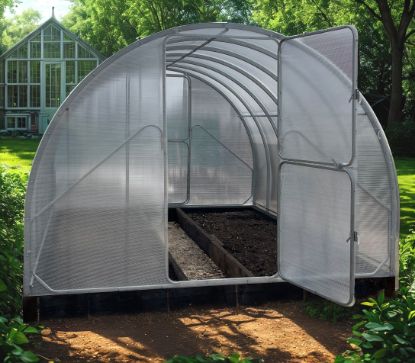 Attēls Metāla viengabala arkas siltumnīca GAUDI 2m platumā 25x20mm arkas